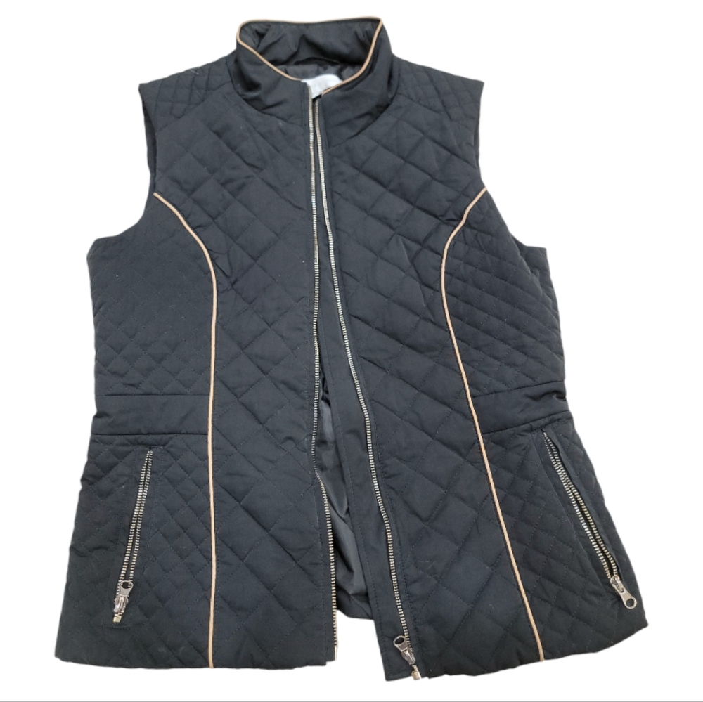 New York & Company Black Sleeveless Bubble Vest Small
